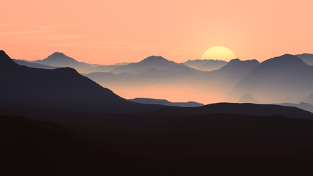 Berge mit Sonnenuntergang